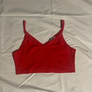 Zara Trafaluc Red V Neck Cropped Tank Top